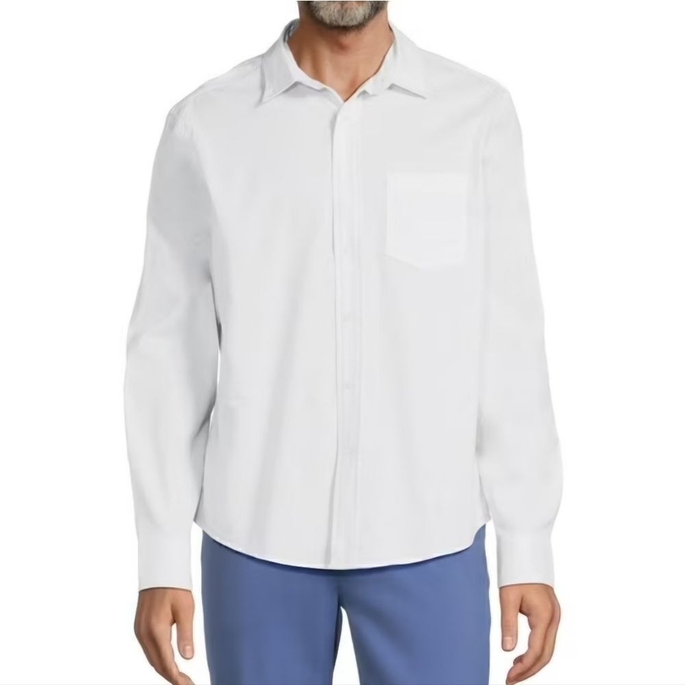 George Men's White Button-Down Dress Shirt